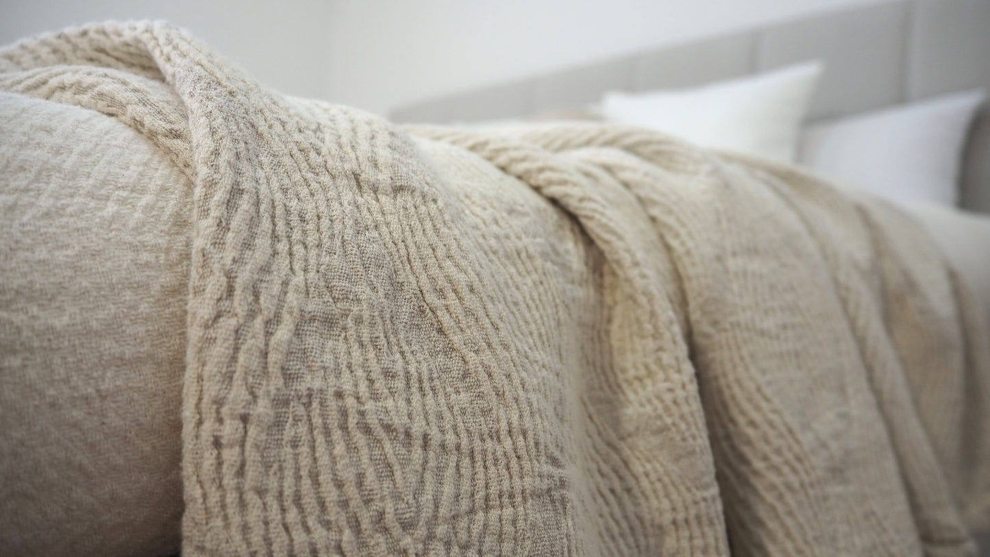 Leinendecke, Tagesdecke, Bettüberwurf Lila